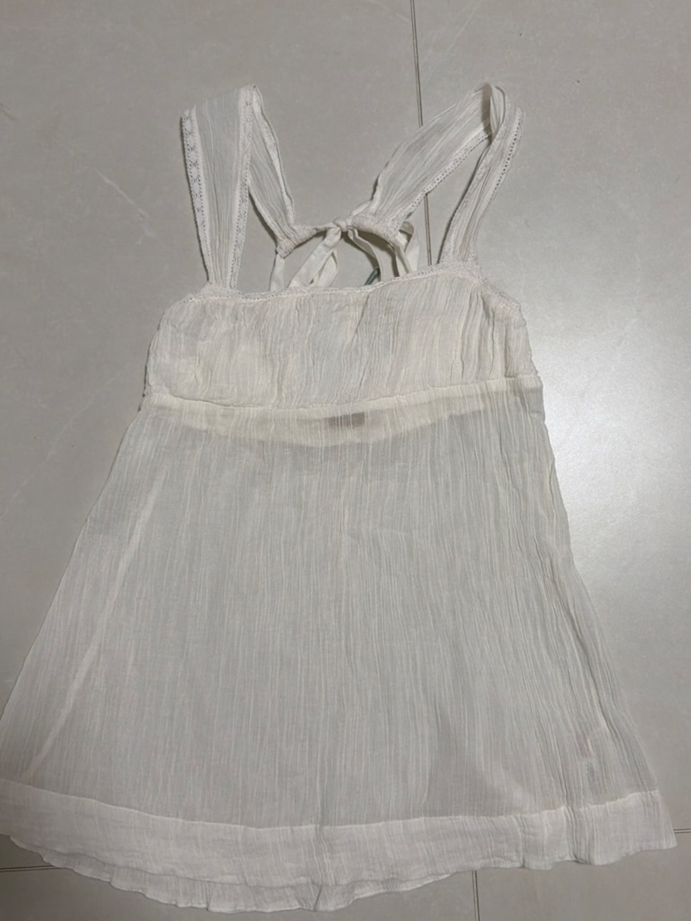Free People Ivory Crinkled Tie-Back Camisole